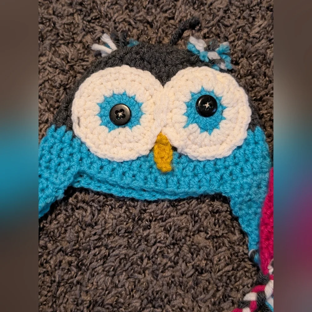 Cute Owl Knit Hats in Blue and Pink
